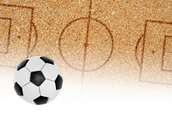 Sand football pitch and the ball — Stock Photo, Image