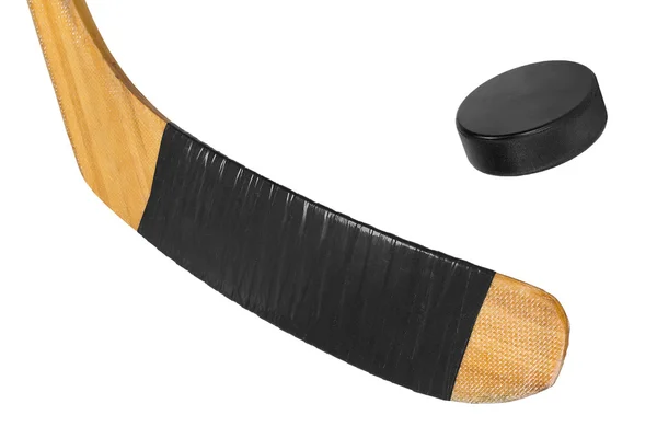 Hockey stick and puck — Stock Photo, Image