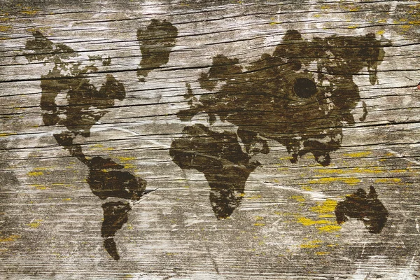Imagem de um mapa do mundo no quadro negro — Fotografia de Stock