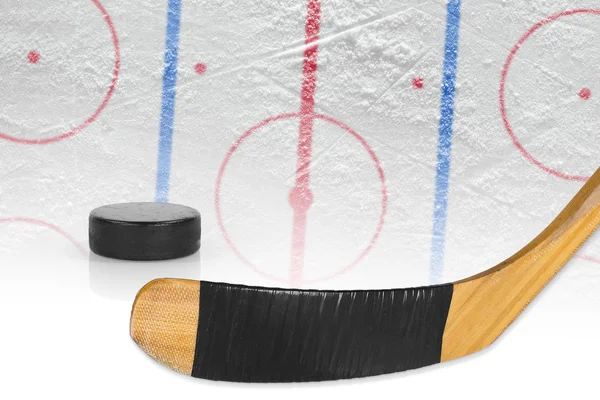 Stick, disco e hockey arena — Foto Stock