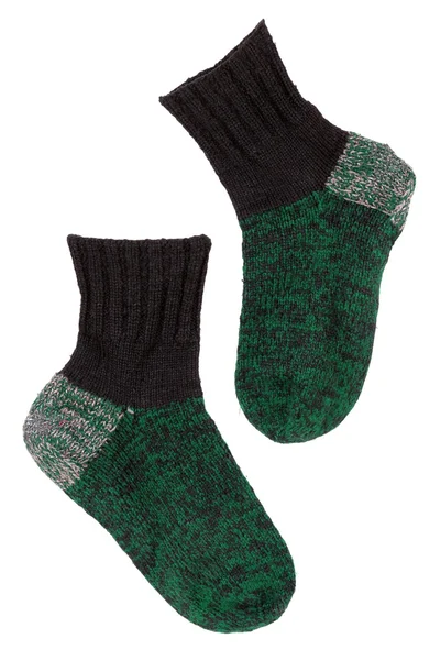 Gestrickte grüne Socken — Stockfoto
