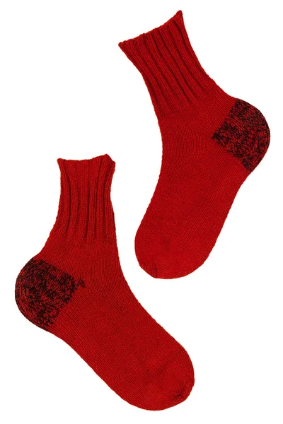 Knitted red socks — Stock Photo, Image