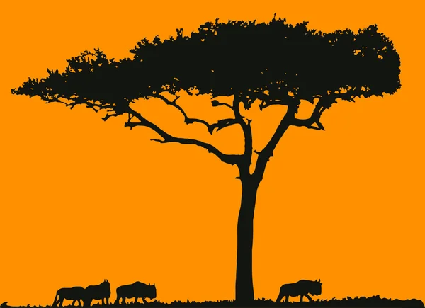 Fyra gnagare Mara och trädet — Stock vektor
