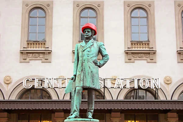 Statue von nils ericson vor dem Hauptbahnhof in stockholm, schweden — Stockfoto