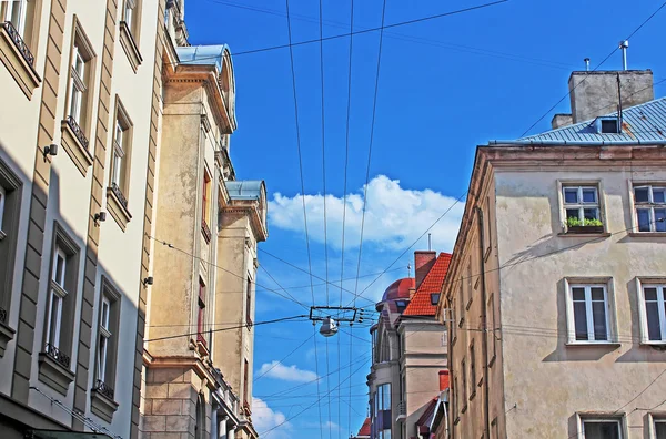 Wires and lantern in Lviv, Ukraine — Stock Photo, Image