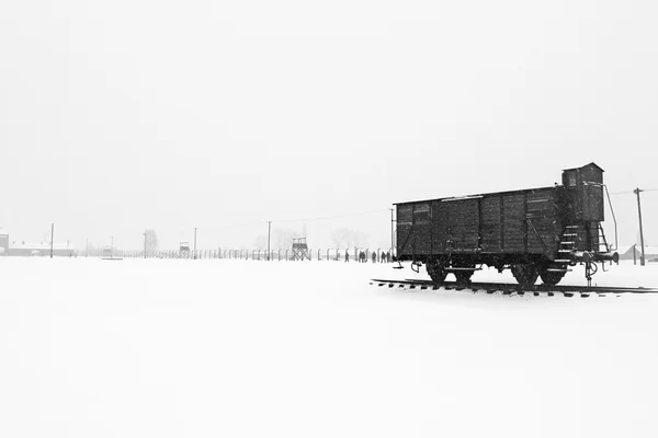 Campo de concentração Auschwitz II Birkenau localizado a oeste de Cracóvia, Polónia — Fotografia de Stock