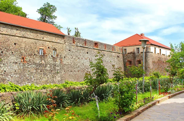 Zdi a středověký hrad Užhorod, Ukrajina — Stock fotografie