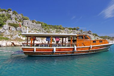 Kekova, Türkiye yakın Ege Denizi'nde güzel ahşap gemi
