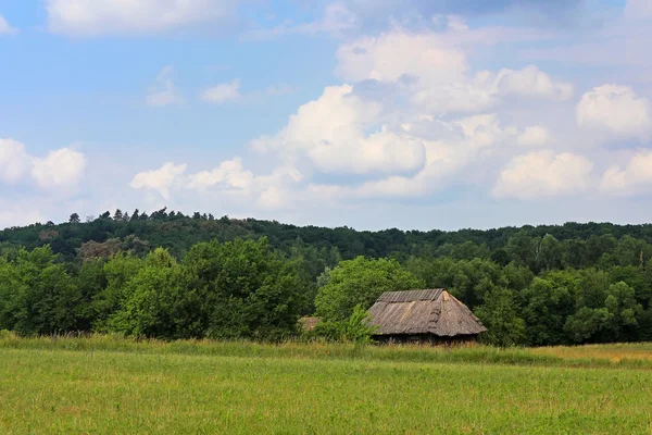 Ukrainische Landschaft und altes traditionelles Haus, ukraine — Stockfoto