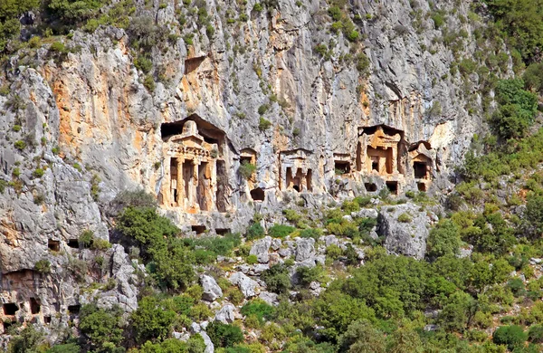 Likijsky могили на річці Daljan, Туреччина — стокове фото