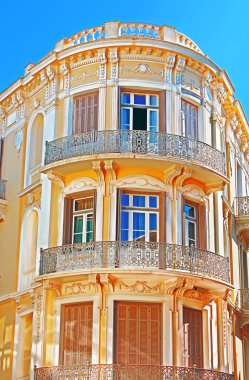 Atina, Yunanistan'ın bina köşe balkon