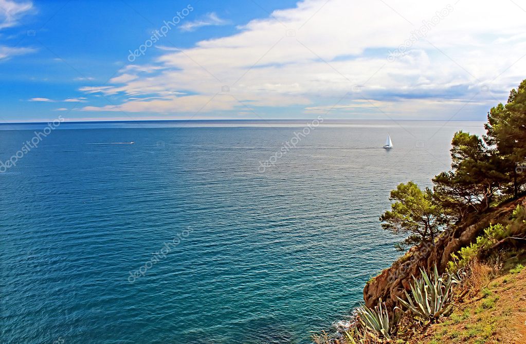 Beautiful view of the Mediterranean Sea, Tossa de Mar, Costa Brava, Spain