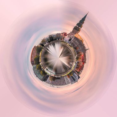 Riga, Letonya 'nın 360 derecelik şehir manzarası ve silüeti