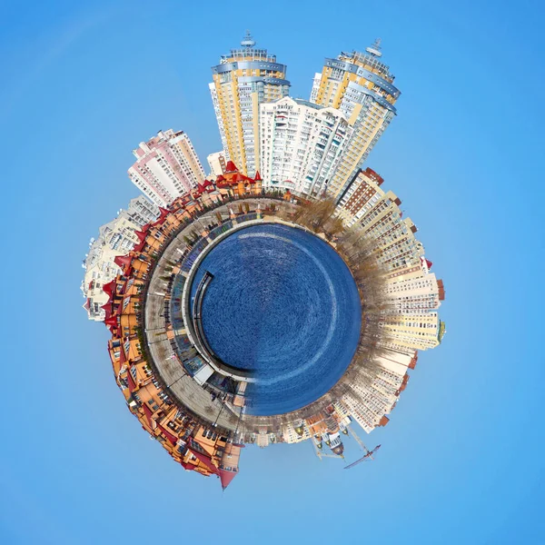 360 Graus Paisagem Urbana Horizonte Kiev Ucrânia — Fotografia de Stock