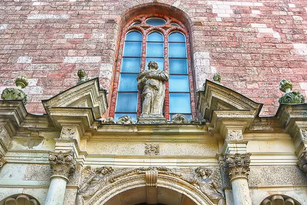 Letonya Riga Daki Peters Kilisesinin Girişinin Üst Görüntüsü Letonya Evanjelik — Stok fotoğraf