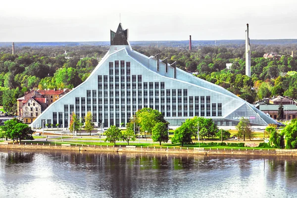 Riga Lettonie Août 2018 Bâtiment Moderne Bibliothèque Nationale Lettonie — Photo