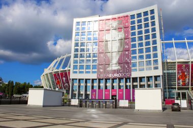 KYIV, UKRAINE - 23 Haziran 2012: Olimpiyat Stadyumu (NSC Olimpiysky) - Avrupa-2012 futbol şampiyonasının ana stadyumu