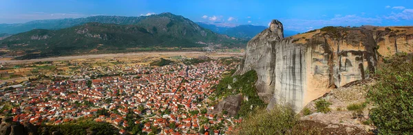 Панорамный Вид Калабаку Каламбаку Калампаку Город Муниципалитет Регионе Трикала Греции — стоковое фото