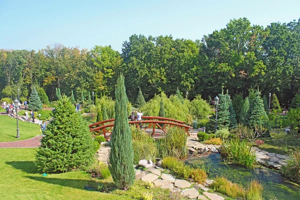 Mezhyhirya - former private residence of ex-president Yanukovich, now open to the public, Kyiv region, Ukraine. View of the park from building "Honka' — Stock Photo, Image