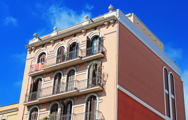 Building facade of great architectural interest in the city of Barcelona, Spain