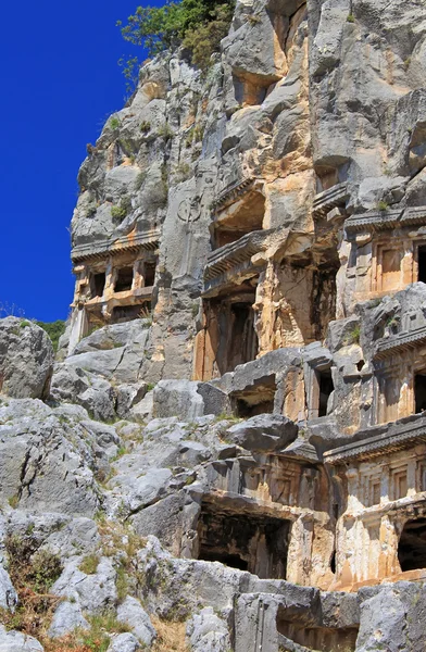 Oude Lycische graven in myra, Turkije — Stockfoto