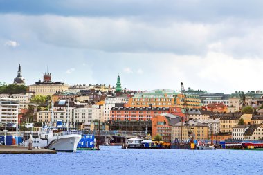 Stockholm, İsveç'te Slussen bölgesinin görünümü