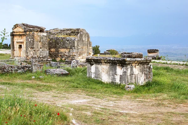 Ancient tombs in the necropolis, II - XIV century AD, Hierapolis, Turkey — Stock Photo, Image