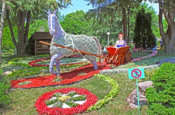Exposição de carros de flores no Spivoche Pole em Kiev, Ucrânia — Fotografia de Stock