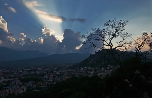 Kathmandu o zachodzie słońca, Nepal — Zdjęcie stockowe