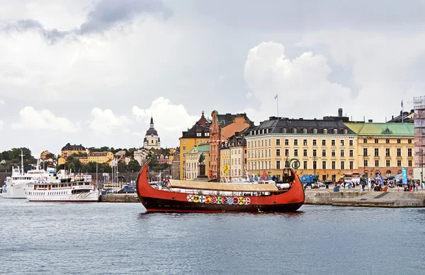 Navire en bois dans le centre de Stockholm, Suède — Photo