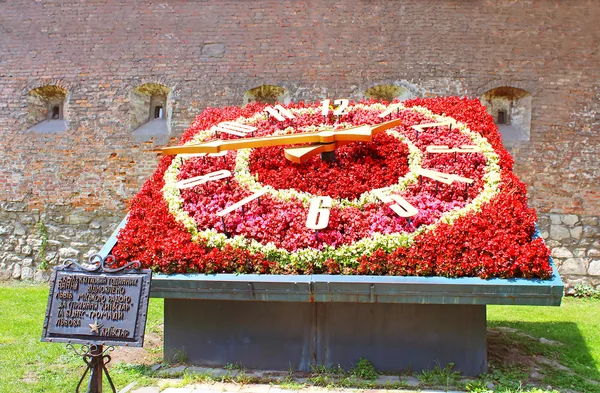 Orologio da fiore sotto il muro del monastero Bernardine Lviv, Ucraina — Foto Stock