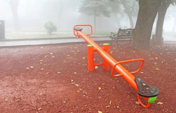 Playground in foggy Sighnaghi, Georgia — Stock Photo, Image
