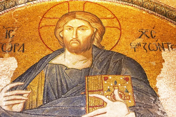 Jesus Christ Pantocrater, intronizzato, mosaico, Esterno Narthex, Chiesa di Chora (Kariye Museum) a Istanbul, Turchia — Foto Stock