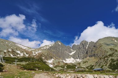 Yüksek Tatras, Slovakya 'daki vadiden Lomnicky dik dağı
