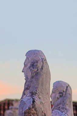 Saint Agatha, Catania, Sicilya, İtalya Manastırı 'nın heykellerine yakından bakın.