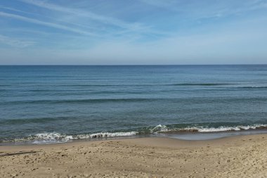Sahilden Tyrhenian Denizi manzarası, Cefalu, Sicilya, İtalya