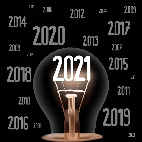 Lampadina Vettoriale Con Capodanno 2021 — Vettoriale Stock