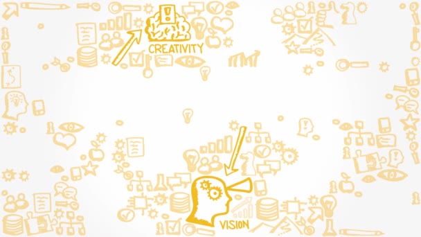 Çizimi Ikon Grubu Yavaş Yavaş Novasyon Vizyon Yaratıcılık Takım Çalışması — Stok video