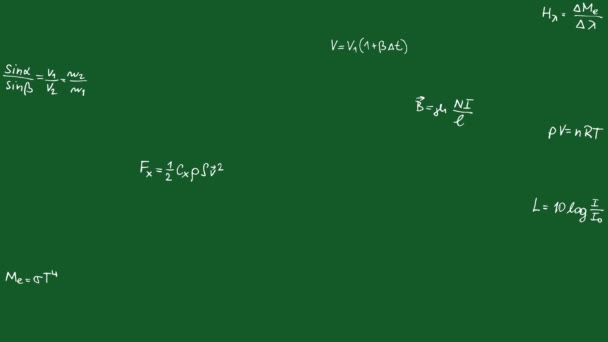 Pizarra Con Tiza Escrita Fórmula Física Ecuaciones Video Alta Calidad — Vídeo de stock