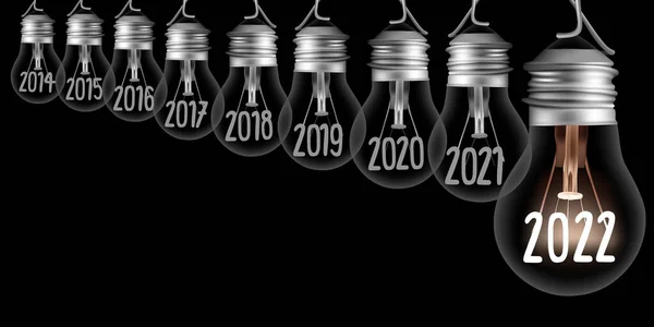 Vettore Illustrazione Del Gruppo Lampadina Con Fibra Forma Capodanno 2022 — Vettoriale Stock