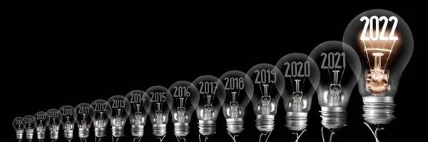 Horisontell Grupp Lysande Glödlampa Med Fiber Form Nyår 2022 Och — Stockfoto