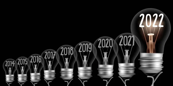 Vettore Illustrazione Del Gruppo Lampadina Con Fibra Forma Capodanno 2022 — Vettoriale Stock