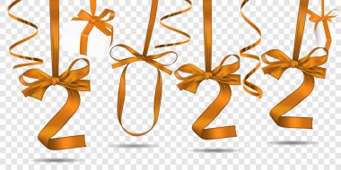 Kırmızı kurdelelerden yapılan 2022 yılının vektör illüstrasyonu