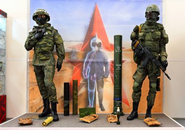 MOSCOW REGION - 25 Ağustos 2020 'de Moskova Bölgesi' nde düzenlenen Uluslararası Askeri-Teknik Forum 'da Rus askeri personeli üniformalı ve teçhizatlı gereçler