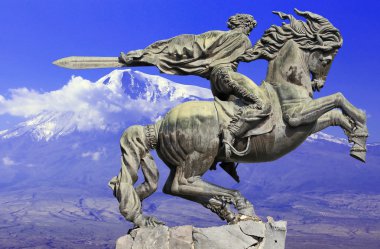 Monument to David of Sasun - hero of armenian epos  clipart