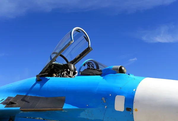 Fighters cockpit on the background of sky — Stock Photo, Image