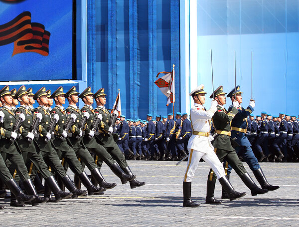 Ceremonial march of the chinese troops