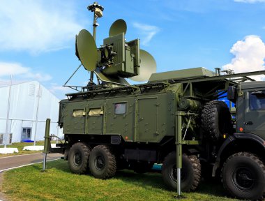 Mobile radar complex with antenna clipart