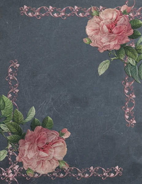 Винтажные розовые розы на доске — стоковое фото