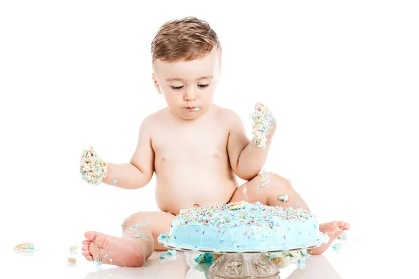 케이크와 아기 — 스톡 사진
